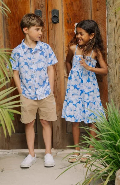 Feather 4 Arrow Kids' Print Short Sleeve Button-up Shirt In Burgundy