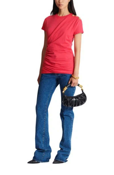 Balmain Draped T-shirt With Buttons In Blue