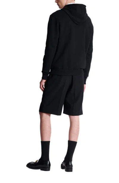 Balmain Logo Printed Drawstring Hoodie In Black