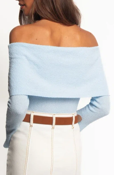 Petal And Pup Petal & Pup Rory Off The Shoulder Knit Top In Blue