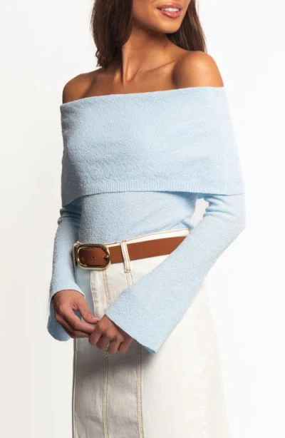 Petal And Pup Petal & Pup Rory Off The Shoulder Knit Top In Blue