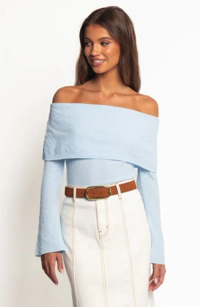 Petal And Pup Petal & Pup Rory Off The Shoulder Knit Top In Blue