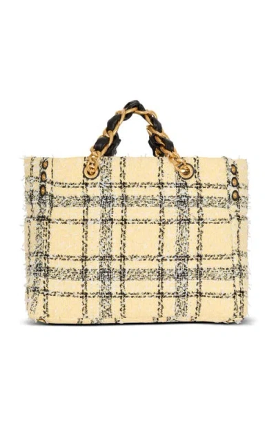 Balmain 1945 Plaid-pattern Tote Bag In Neutral