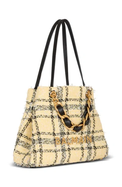 Balmain 1945 Plaid-pattern Tote Bag In Neutral