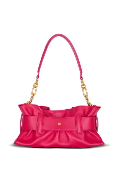 Balmain Mini Anthem Shoulder Bag In Calfskin Leather In Pink
