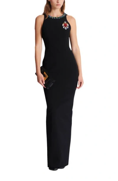 Balmain Long Sleeveless Dress In Black