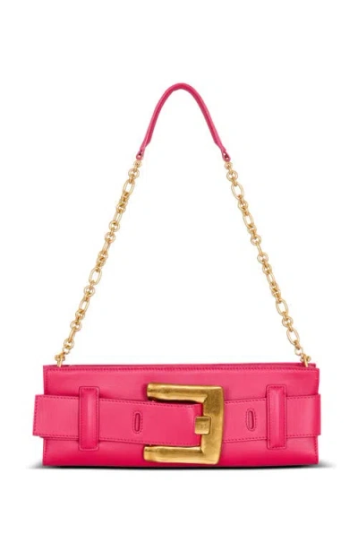 Balmain Anthem Calfskin Leather Clutch In Pink