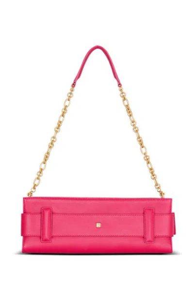 Balmain Anthem Calfskin Leather Clutch In Pink