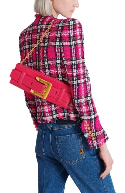 Balmain Anthem Calfskin Leather Clutch In Pink