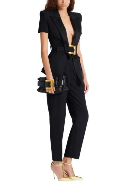 Balmain Mini Anthem Bag In Embossed Crocodile-print Calfskin In Black