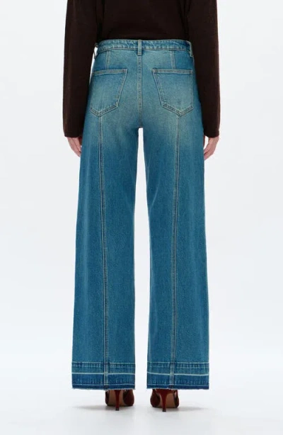 Bayeas Jermy Seamed High Waist Raw Hem Wide Leg Jeans In Blue