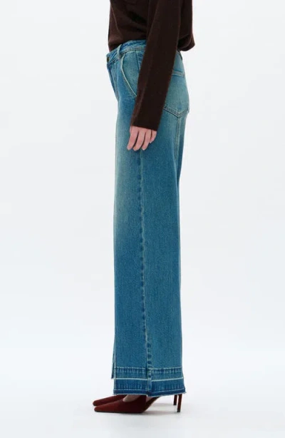 Bayeas Jermy Seamed High Waist Raw Hem Wide Leg Jeans In Blue