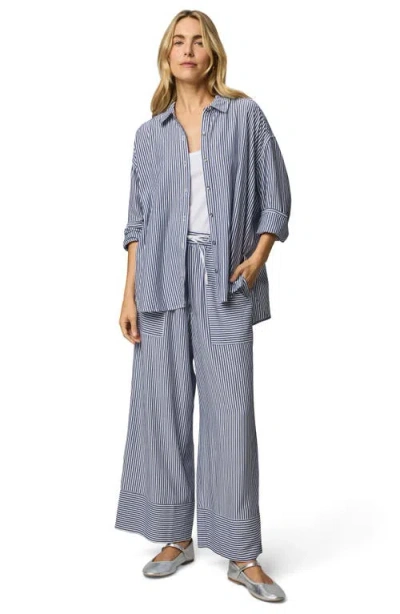 Splendid Ella Stripe Wide Leg Pants In Blue