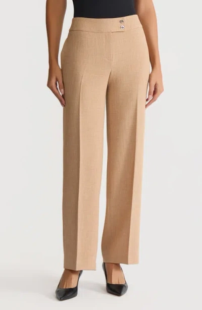 Kasper Flat Front Wide Leg Pants In Gold