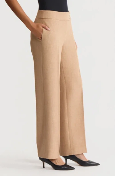 Kasper Flat Front Wide Leg Pants In Gold
