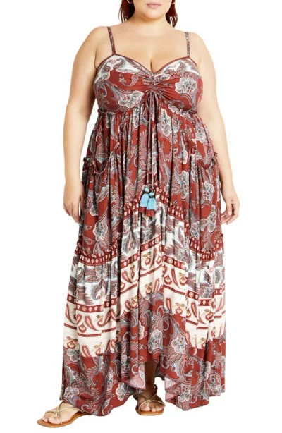 City Chic Lilah Love Paisley Maxi Dress In Multi