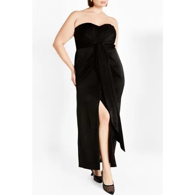 City Chic Kamari Strapless Maxi Dress In Black