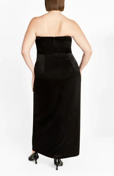 City Chic Kamari Strapless Maxi Dress In Black