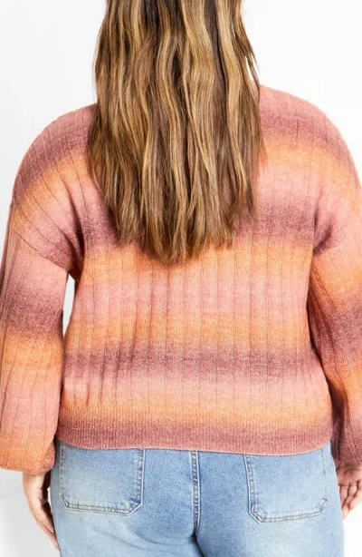 City Chic Shay Ombré Stripe Rib Sweater In Multi