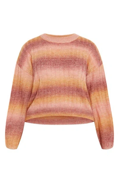 City Chic Shay Ombré Stripe Rib Sweater In Multi