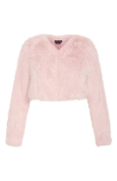 City Chic Angelica Faux Fur Crop Jacket In Multi