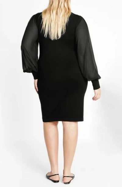 City Chic Jaylani Mock Neck Long Sleeve Dress In Multi