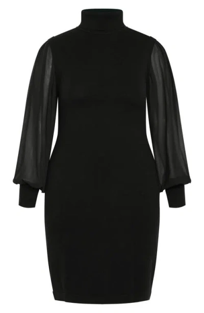 City Chic Jaylani Mock Neck Long Sleeve Dress In Multi