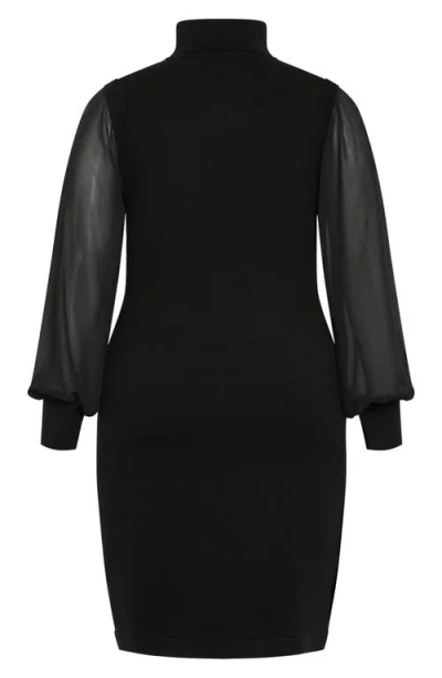 City Chic Jaylani Mock Neck Long Sleeve Dress In Multi