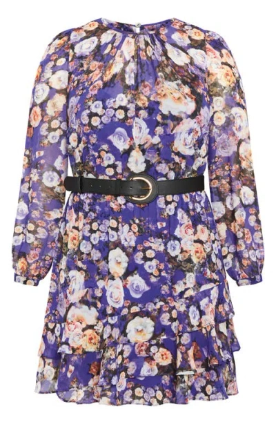 City Chic Charlee Floral Belted Dress In Multi
