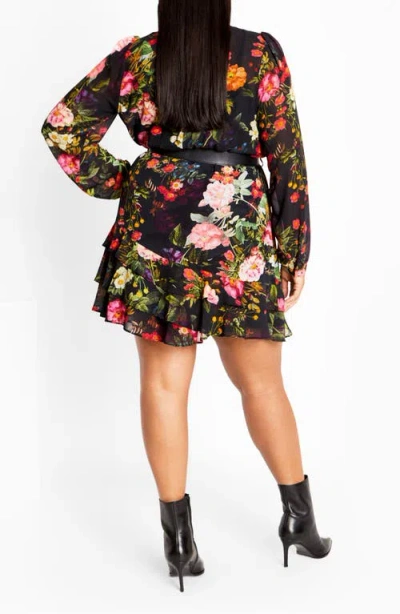 City Chic Charlee Floral Belted Dress In Pink