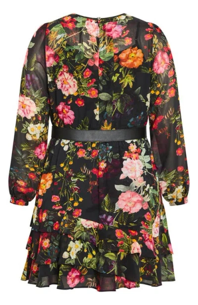 City Chic Charlee Floral Belted Dress In Pink