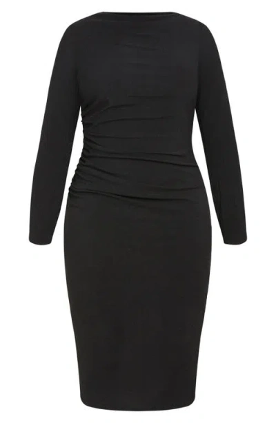 City Chic Kora Long Sleeve Dress In Black