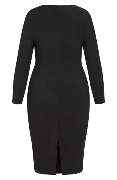 City Chic Kora Long Sleeve Dress In Black