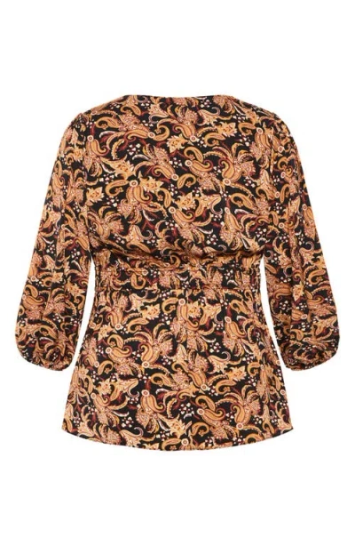 City Chic Makayla Print Top In Brown