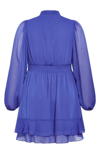 City Chic Kendall Long Sleeve Dress In Blue