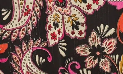 City Chic Iris Metallic Stripe Print Long Sleeve Tiered Dress In Multi