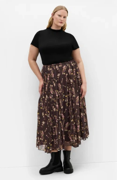 City Chic Serene Print Pleated Maxi Skirt In Multi
