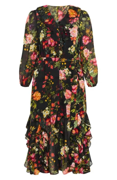 City Chic Macie Floral Tie Waist Maxi Dress In Multi