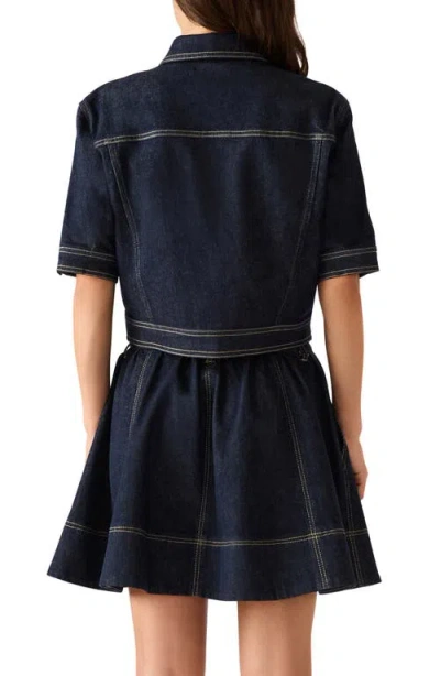 Steve Madden Blu Elbow Sleeve Denim Trucker Jacket In Brown