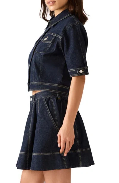 Steve Madden Blu Elbow Sleeve Denim Trucker Jacket In Brown