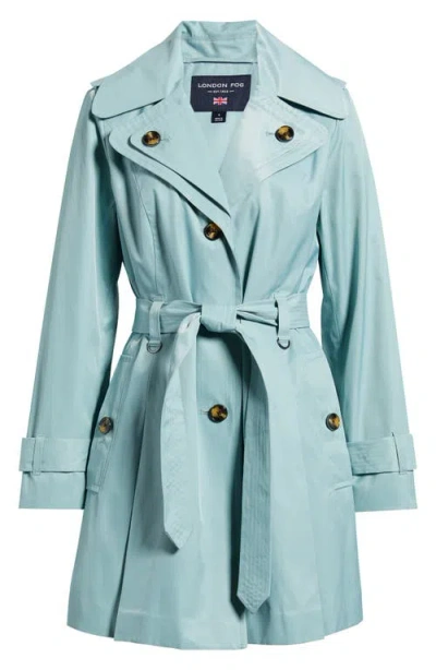 London Fog Single Breasted Trench Coat In Blue
