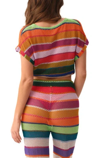 Pq Swim Renee Stripe Sheer Crop Cover-up Top In Multi