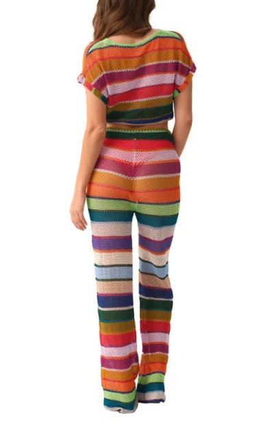 Pq Swim Renee Stripe Sheer Crop Cover-up Top In Multi