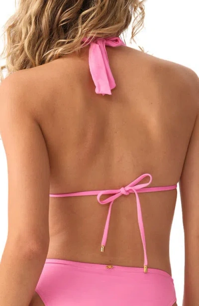 Pq Swim Eleanor Metallic Halter Bikini Top In Red