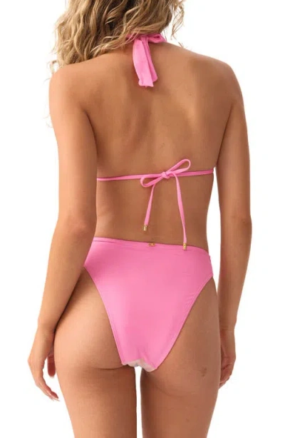 Pq Swim Eleanor Metallic Halter Bikini Top In Red