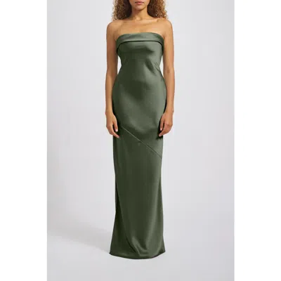 Amsale Strapless Bias-cut Gown In Green