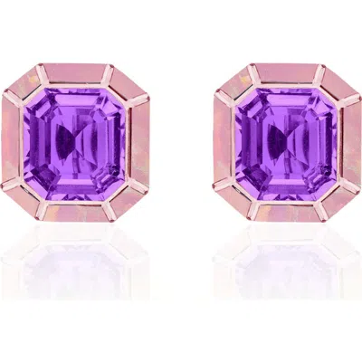 Goshwara Mélange Emerald-cut Stud Earrings In Pink