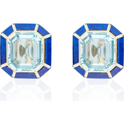 Goshwara Mélange Emerald-cut Stud Earrings In Blue