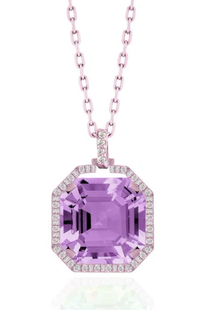 Goshwara Gossip Asscher Cut Stone & Pavé Diamond Pendant Necklace In Purple