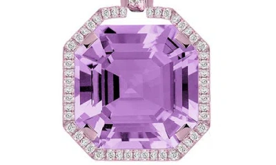 Goshwara Gossip Asscher Cut Stone & Pavé Diamond Pendant Necklace In Purple